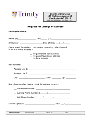 Request for Change of Address