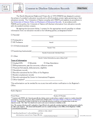 FERPA Consent to Disclose Education Records
