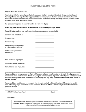 Flight Arrangements Form