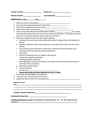 Student Teacher Observation Form