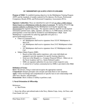 Midshipmen Qualification Standards