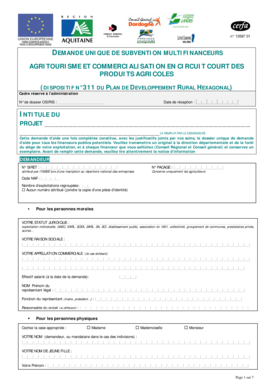 Demande Unique de Subvention Multifinanceurs Agritourisme et Commercialisation en Circuit Court des Produits Agricoles