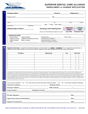 Superior Dental Care Alliance Enrollment Form