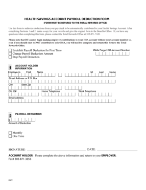 Health Savings Account Payroll Deduction Form