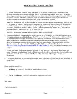 Hold Directory Information Form