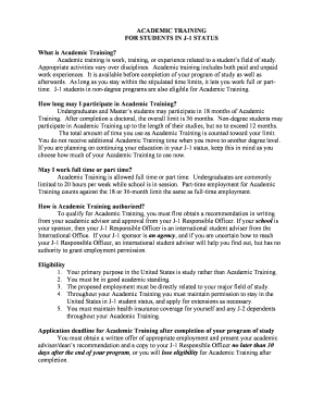 J-1 Academic Training Authorization Form