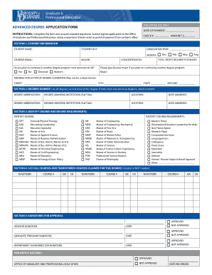 University of Delaware Advanced Degree Application