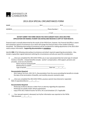 2013-2014 Special Circumstances Form
