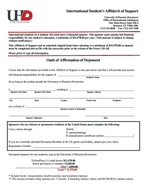 International Student Affidavit of Support