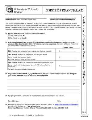 Verification of Change in Parent Assets