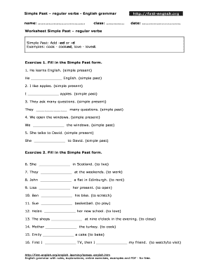 Simple Past Regular Verbs Worksheet