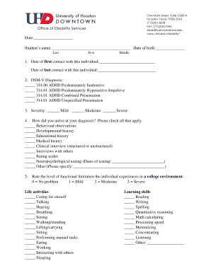 ADHD Documentation Form