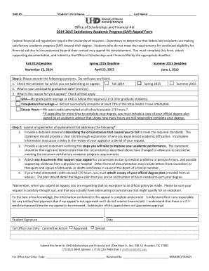 Satisfactory Academic Progress Appeal Form