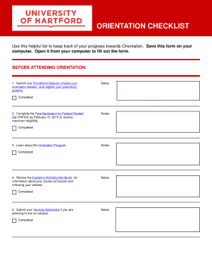 Orientation Checklist