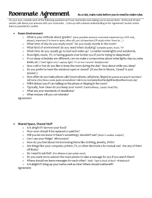 Roommate Agreement Form