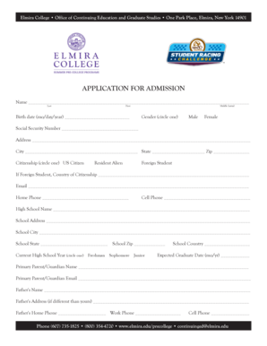 Elmira College Application for Admission