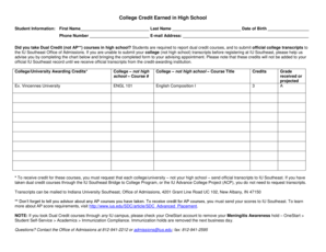 College Credit Application Form