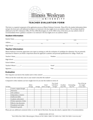 Teacher Evaluation Form