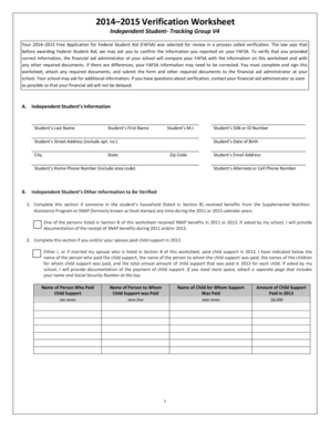 2014–2015 Verification Worksheet
