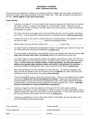 University Tutoring Peer Contract