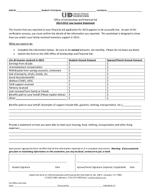 2014-2015 Low Income Statement
