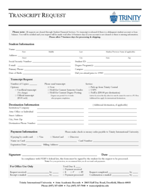 Fillable Online tiu Transcript request - Trinity International ...