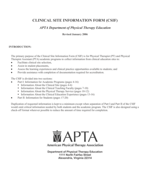 Clinical Site Information Form