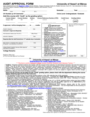 University of Hawaii Audit Approval Form
