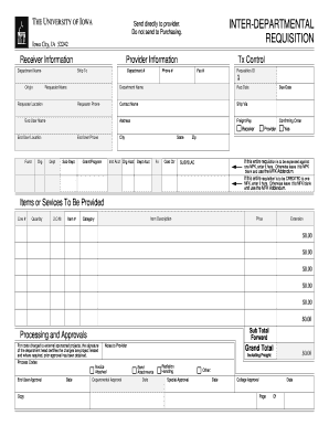 University of Iowa Requisition Form