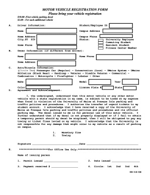 Motor Vehicle Registration Form