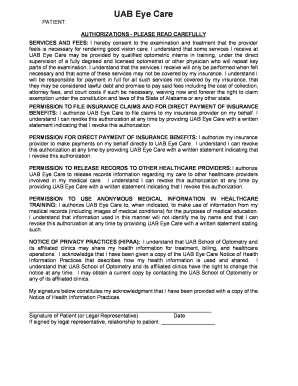 UAB Eye Care Patient Authorization Form