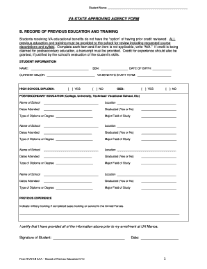 VA State Approving Agency Form