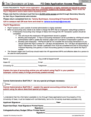 Fillable Online uiowa FO Data Application Access Request - University ...