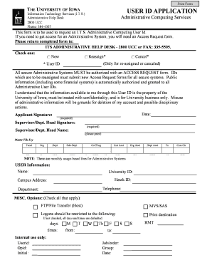 University of Iowa User ID Application
