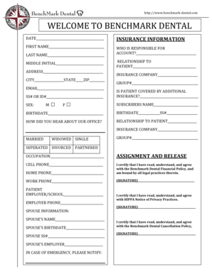 Benchmark Dental Insurance Information Form