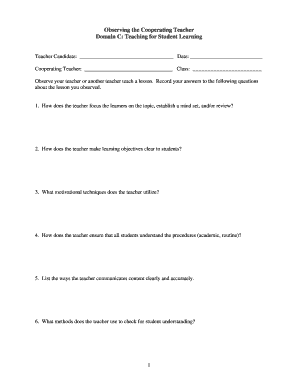 Teacher Observation Form