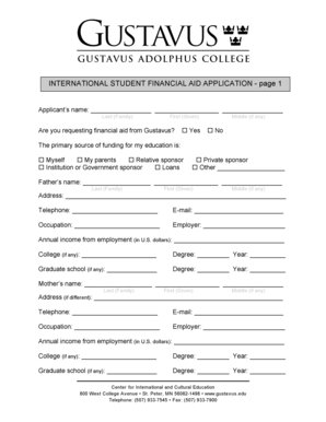 International Student Financial Aid Application