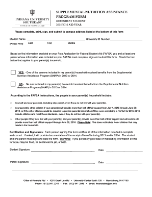 Supplemental Nutrition Assistance Program Form