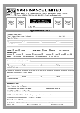NPR Vehicle Loan Application Form