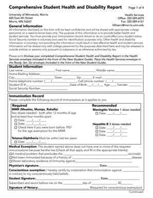 Comprehensive Student Health and Disability Report