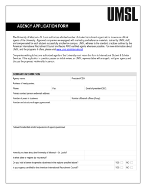 AGENCY APPLICATION FORM - umsledu