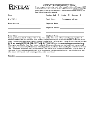Company Reimbursement Form