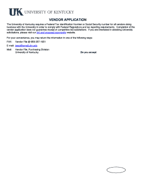 University of Kentucky Vendor Application