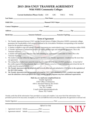 UNLV Transfer Agreement