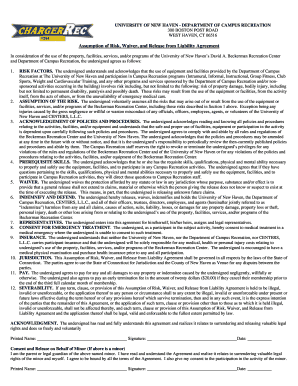 University of New Haven Recreation Waiver