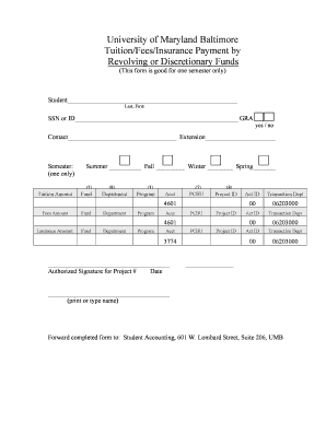 University of Maryland Tuition Payment Form
