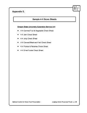 4-H Canned Food Judging Score Sheets