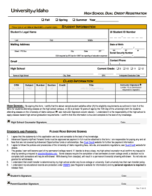 High School Dual Credit Registration Form