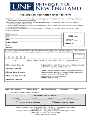 Registration Restriction Override Form