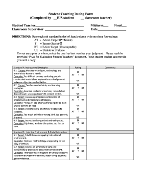 Student Teaching Rating Form